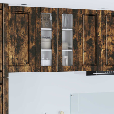 Vidaxl wandglas cabinet porto gerookt eiken 60 x 31 x 80 cm