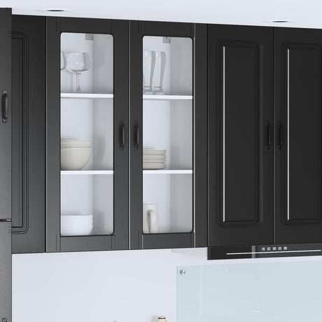 Vidaxl wandglas cabinet porto zwart 40 x 31 x 100 cm bewerkt hout