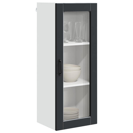 Vidaxl wandglas cabinet porto zwart 40 x 31 x 100 cm bewerkt hout