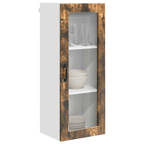 Vidaxl wandglas cabinet porto gerookt eiken 40 x 31 x 100 cm