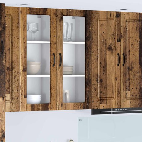 Vidaxl wandglas cabinet porto oudhout 40 x 31 x 100 cm bewerkt hout