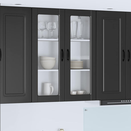 Vidaxl wandglas cabinet porto zwart 80 x 31 x 100 cm bewerkt hout