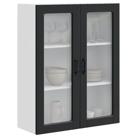 Vidaxl wandglas cabinet porto zwart 80 x 31 x 100 cm bewerkt hout