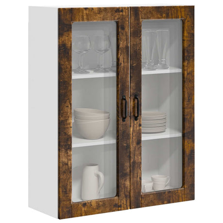 Vidaxl wandglas cabinet porto gerookt eiken 80 x 31 x 100 cm