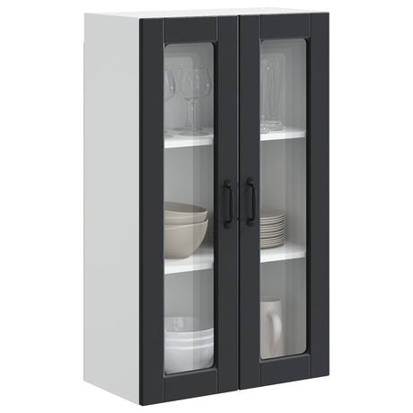 Vidaxl wandglas cabinet porto zwart 60 x 31 x 100 cm bewerkt hout