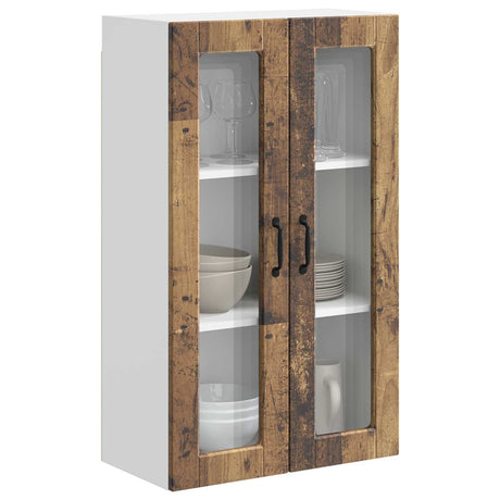 Vidaxl wandglas cabinet porto oudhout 60 x 31 x 100 cm bewerkt hout