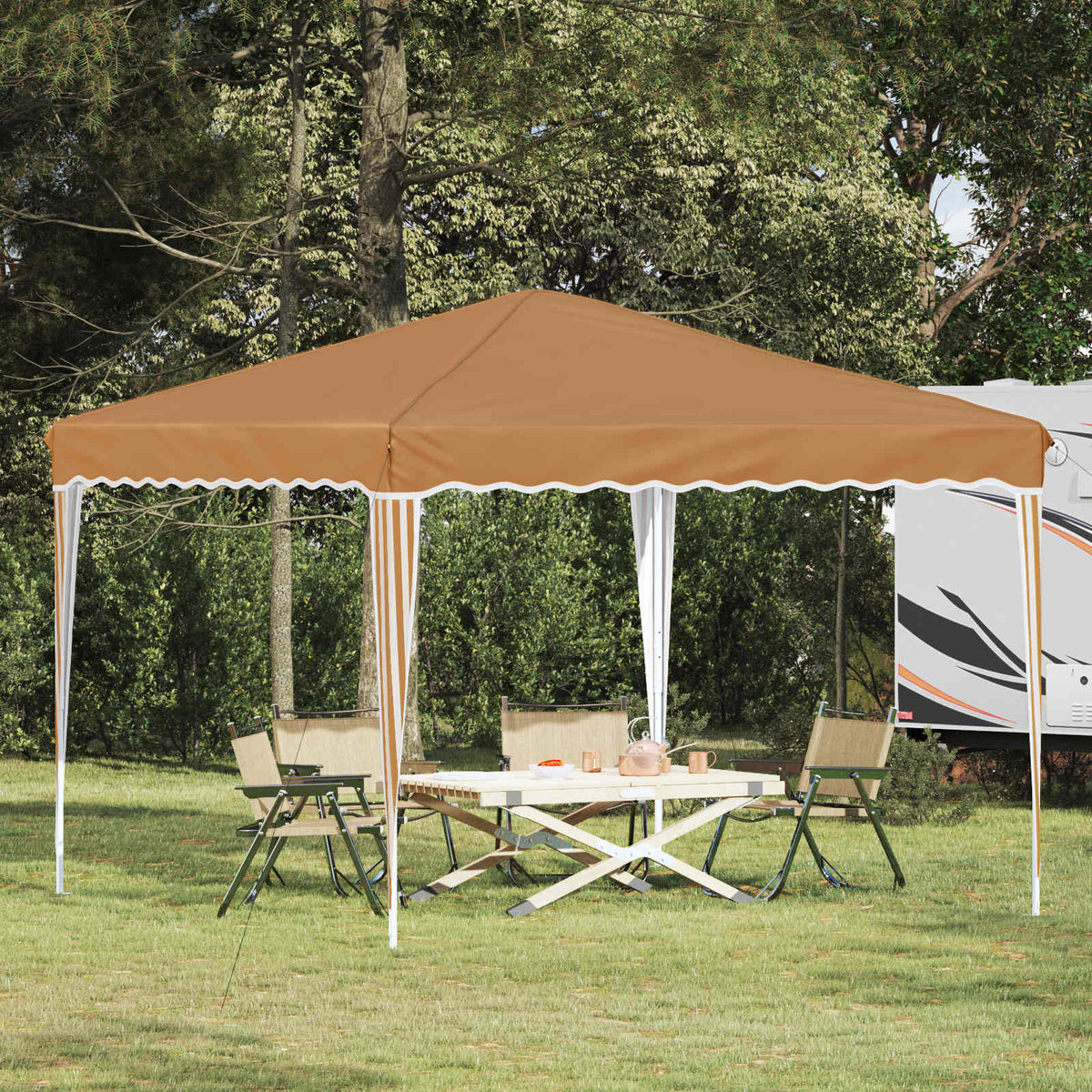 Vidaxl pop-up partytent 288 x 288 x 245 cm beige oxford stof