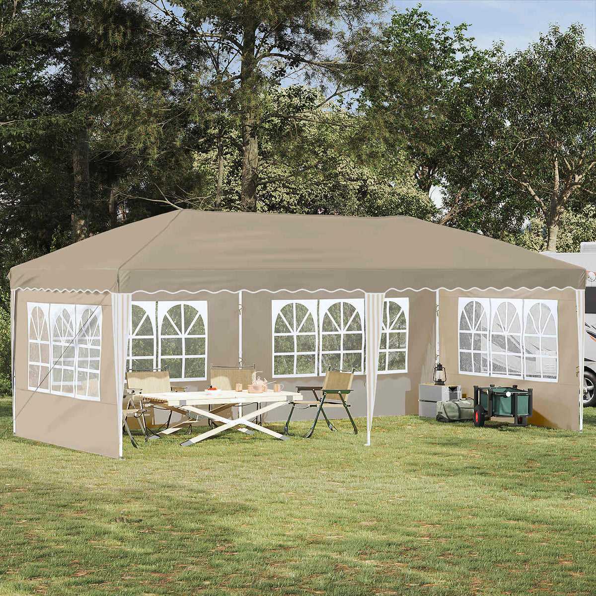 Vidaxl pop-up partytent 575 x 289 x 245 cm crèmekleurig
