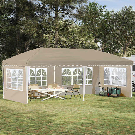 Vidaxl pop-up partytent 575 x 289 x 245 cm crèmekleurig