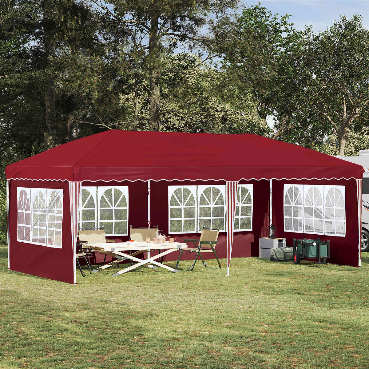 Vidaxl pop-up partytent 575 x 289 x 245 cm bordeauxrood