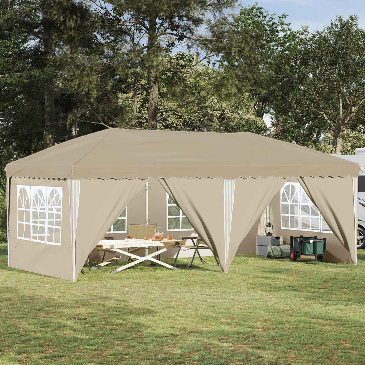 Vidaxl pop-up partytent 575 x 288 x 245 cm crèmekleurig