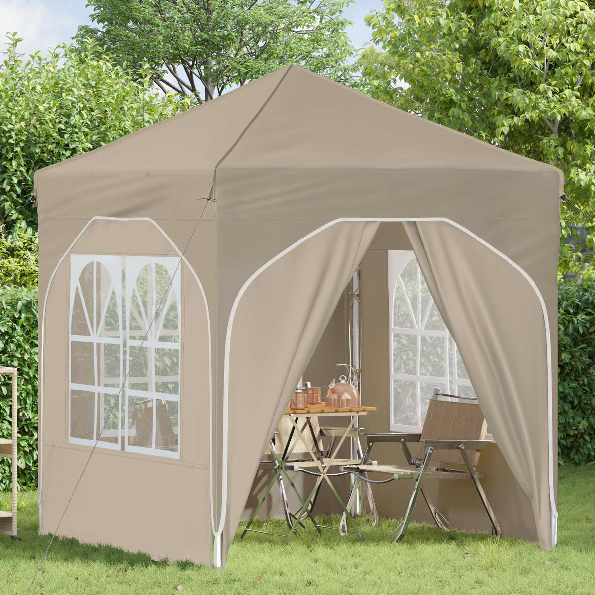 Vidaxl pop-up partytent 192 x 192 x 245 cm crèmekleurig