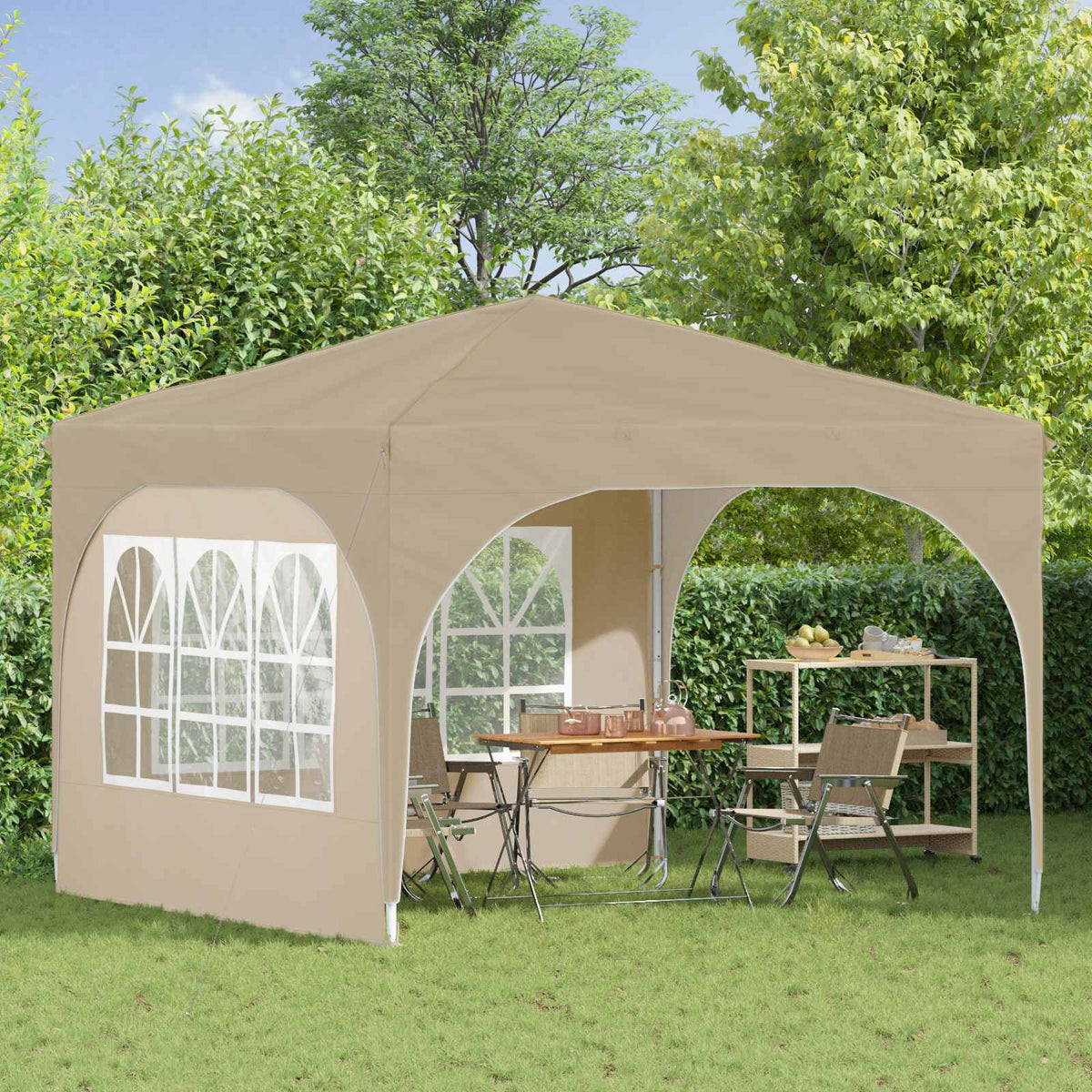 Vidaxl pop-up partytent 290 x 290 x 245 cm crèmekleurig