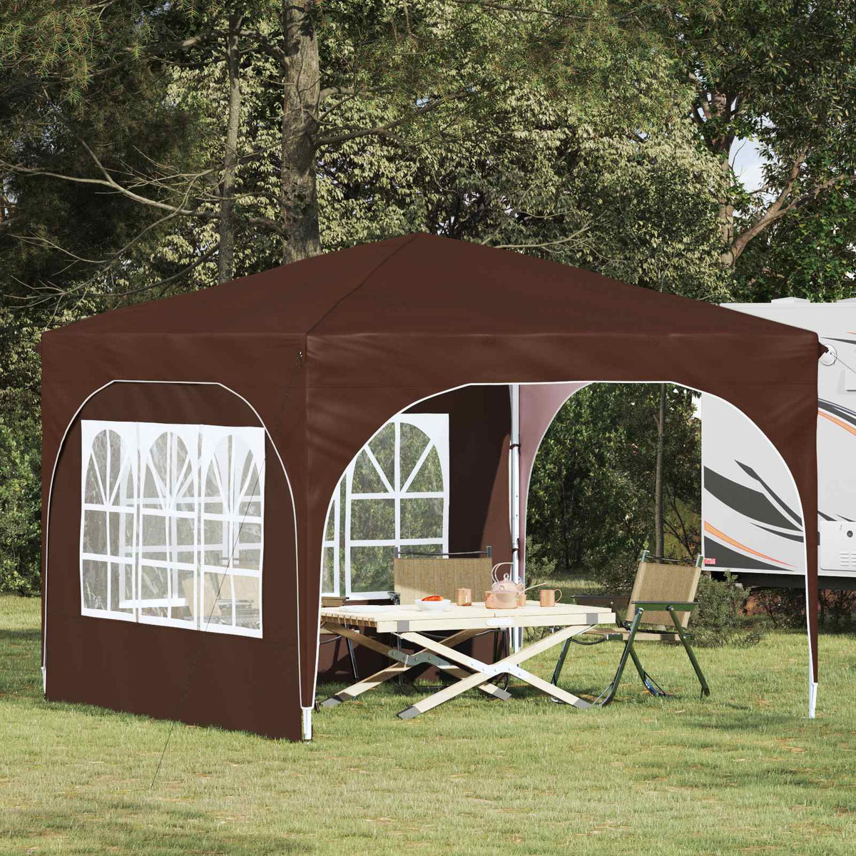 Vidaxl pop-up partytent 290 x 290 x 245 cm bruin