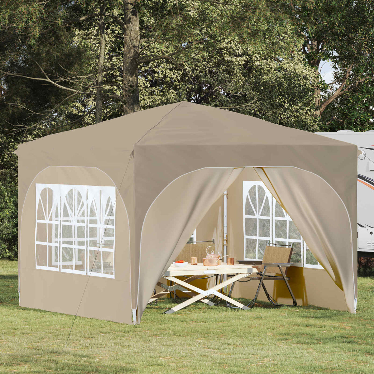 Vidaxl pop-up partytent 290 x 290 x 245 cm crèmekleurig