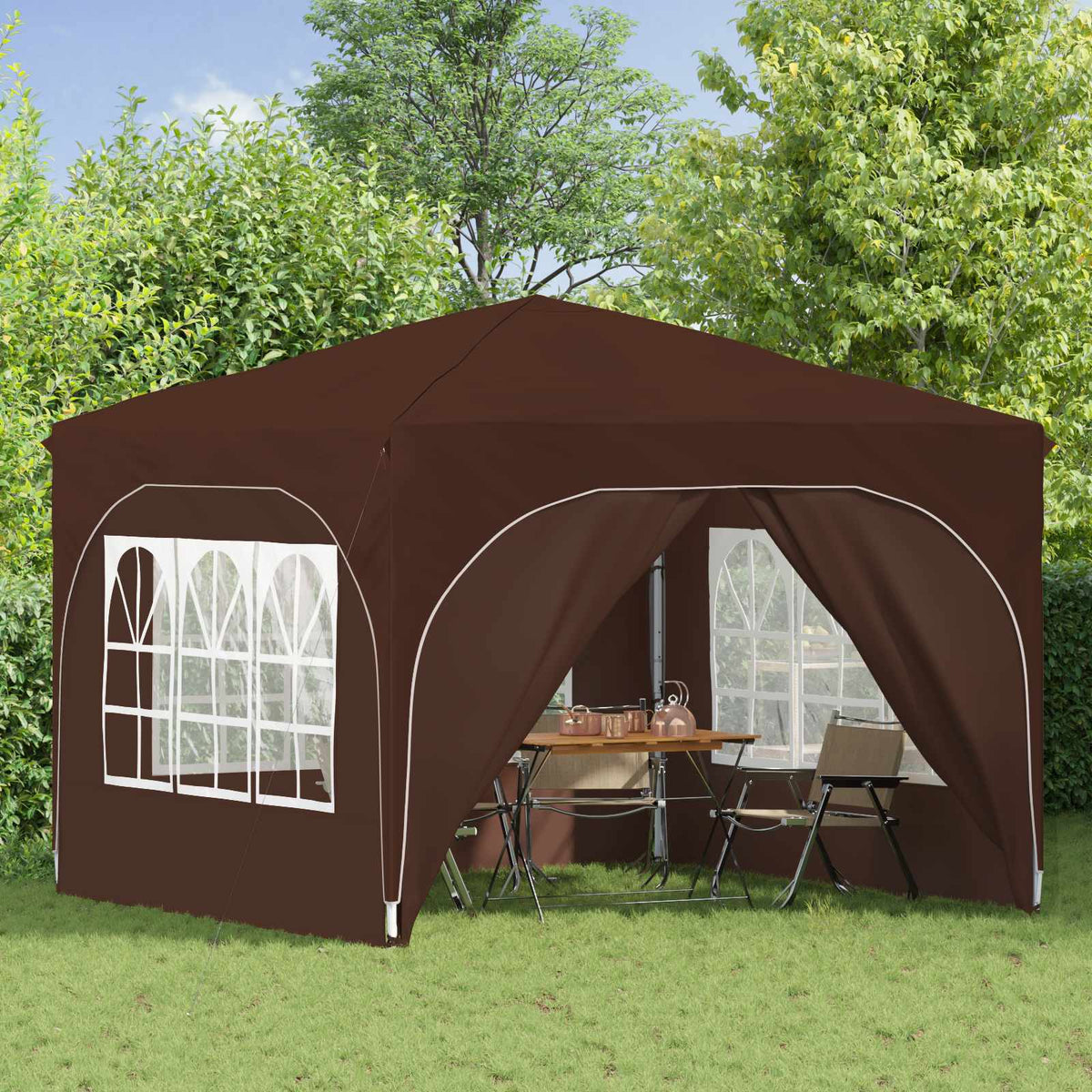 Vidaxl pop-up partytent 290 x 290 x 245 cm bruin