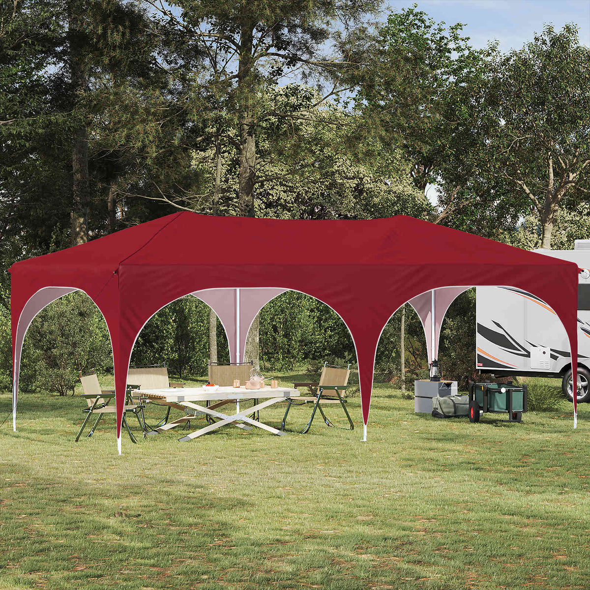 Vidaxl pop-up partytent 575 x 288 x 245 cm bordeauxrood oxford stof