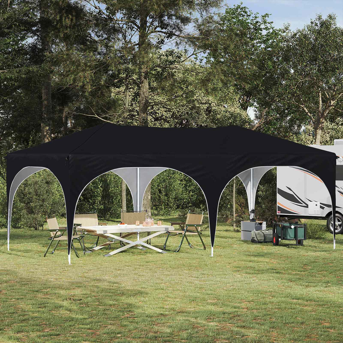 Vidaxl pop-up partytent 575 x 288 x 245 cm zwart oxford stof
