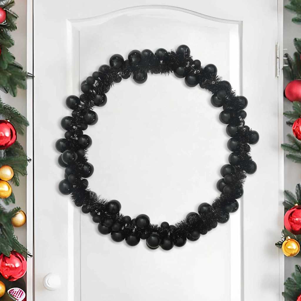Vidaxl kerstbal guirlande led's zwart 186 cm polystyreen