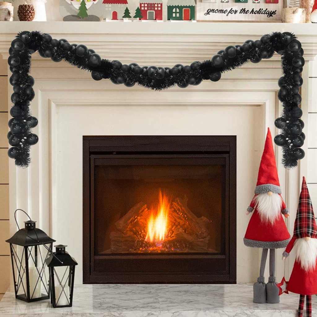 Vidaxl kerstbal guirlande led's zwart 186 cm polystyreen