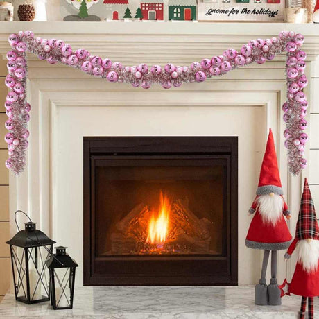 Vidaxl kerstbal guirlande led's roze 186 cm polystyreen