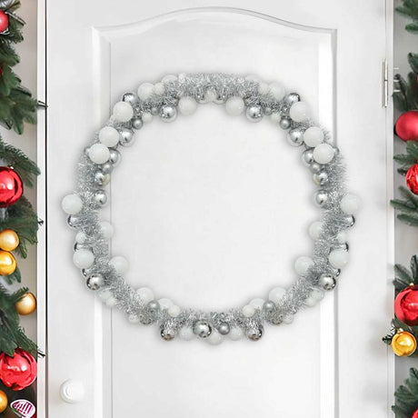 Vidaxl kerstbal guirlande led's wit en zilver 186 cm polystyreen