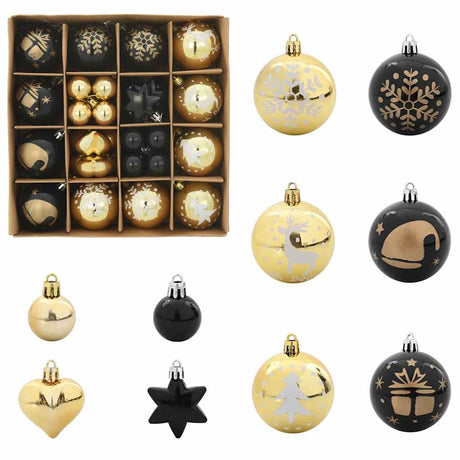 Vidaxl kerstbal set 40 st zwart en goud ø 6 cm kunststof