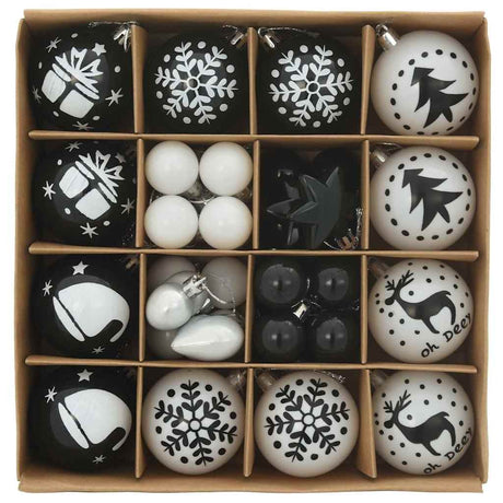 Vidaxl kerstbal set 40 st zwart en wit ø 6 cm kunststof