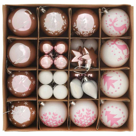 Vidaxl kerstbal set 40 st wit en roze ø 6 cm kunststof