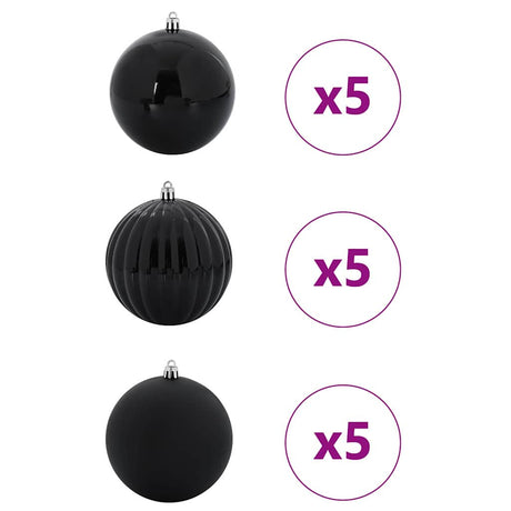 Vidaxl kerstbal set xl 15 st zwart ø 10 cm kunststof