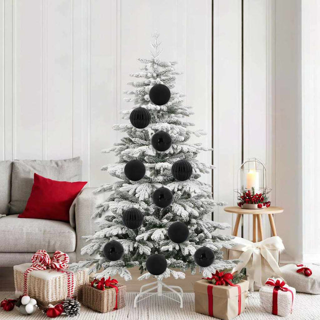 Vidaxl kerstbal set xl 9 st zwart ø 15 cm kunststof