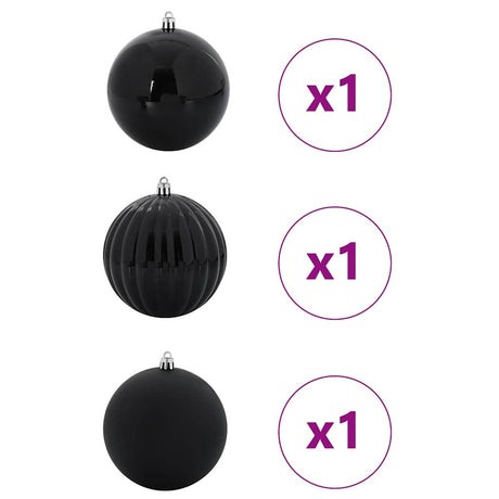 Vidaxl kerstbal set xxl 3 st zwart ø 25 cm kunststof