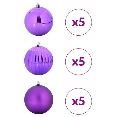 Vidaxl kerstbal set xl 15 st lila ø 10 cm kunststof