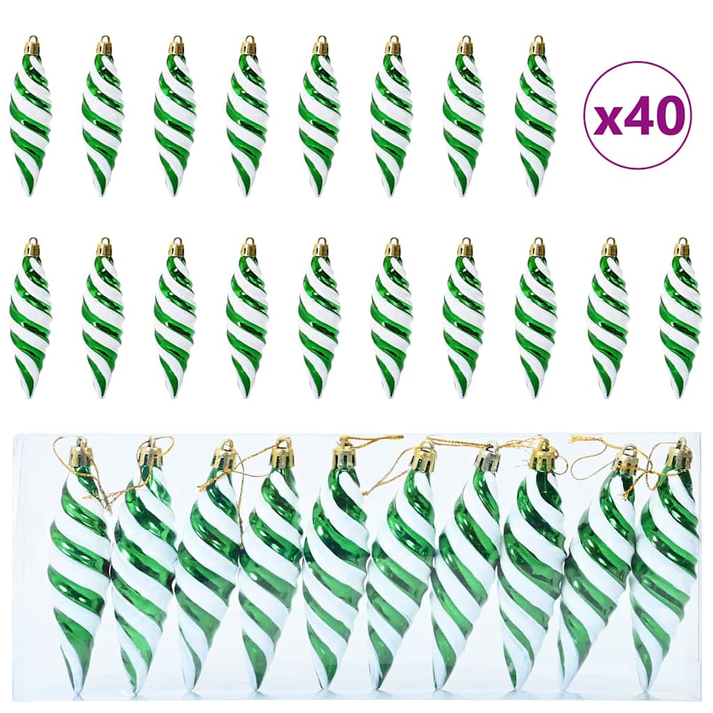 Vidaxl kerst spiralvorm bal 40 st groen 3 x 11 cm kunststof