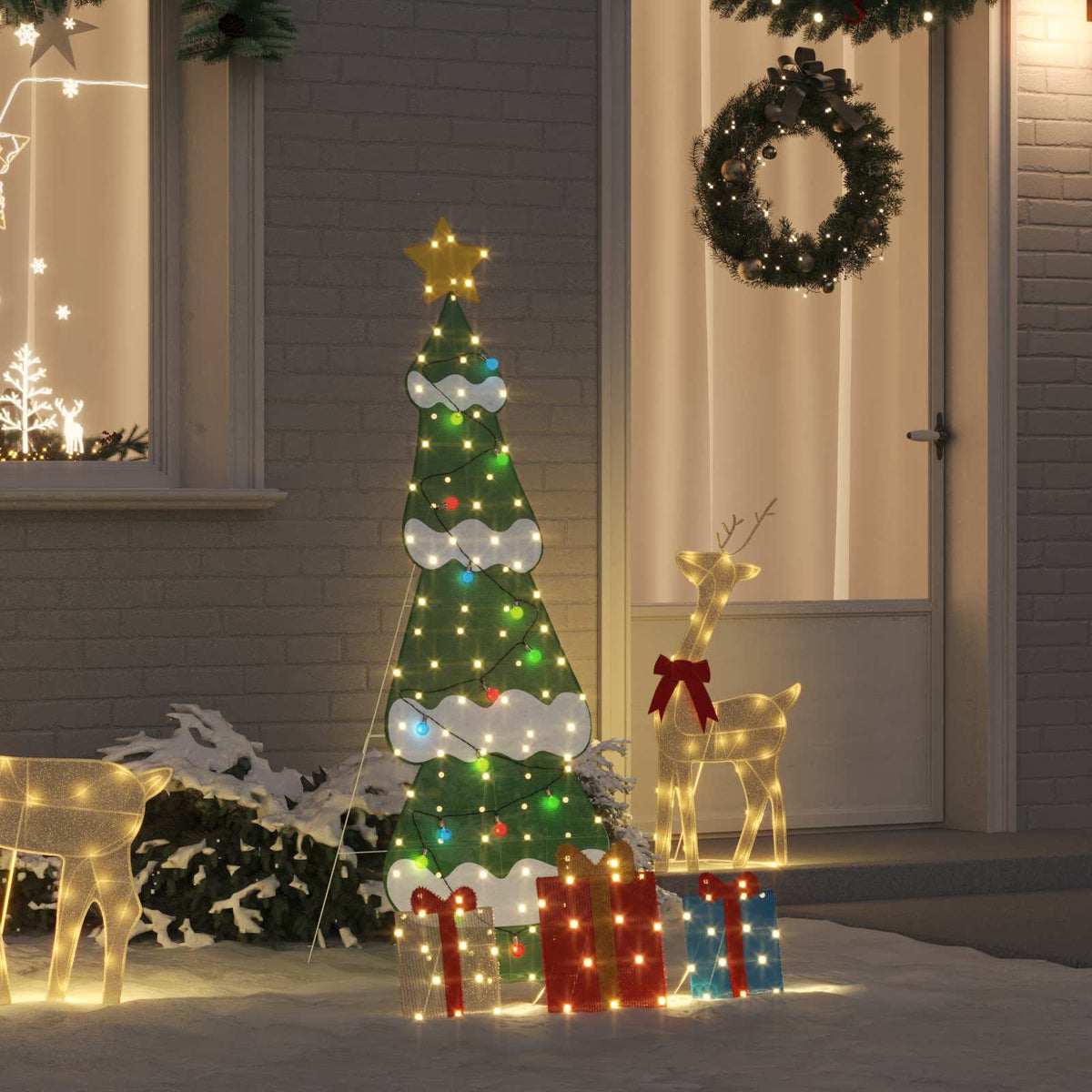 Vidaxl verlichte kerstboom met 3 cadeau dozen 2d warm wit meerkleurig