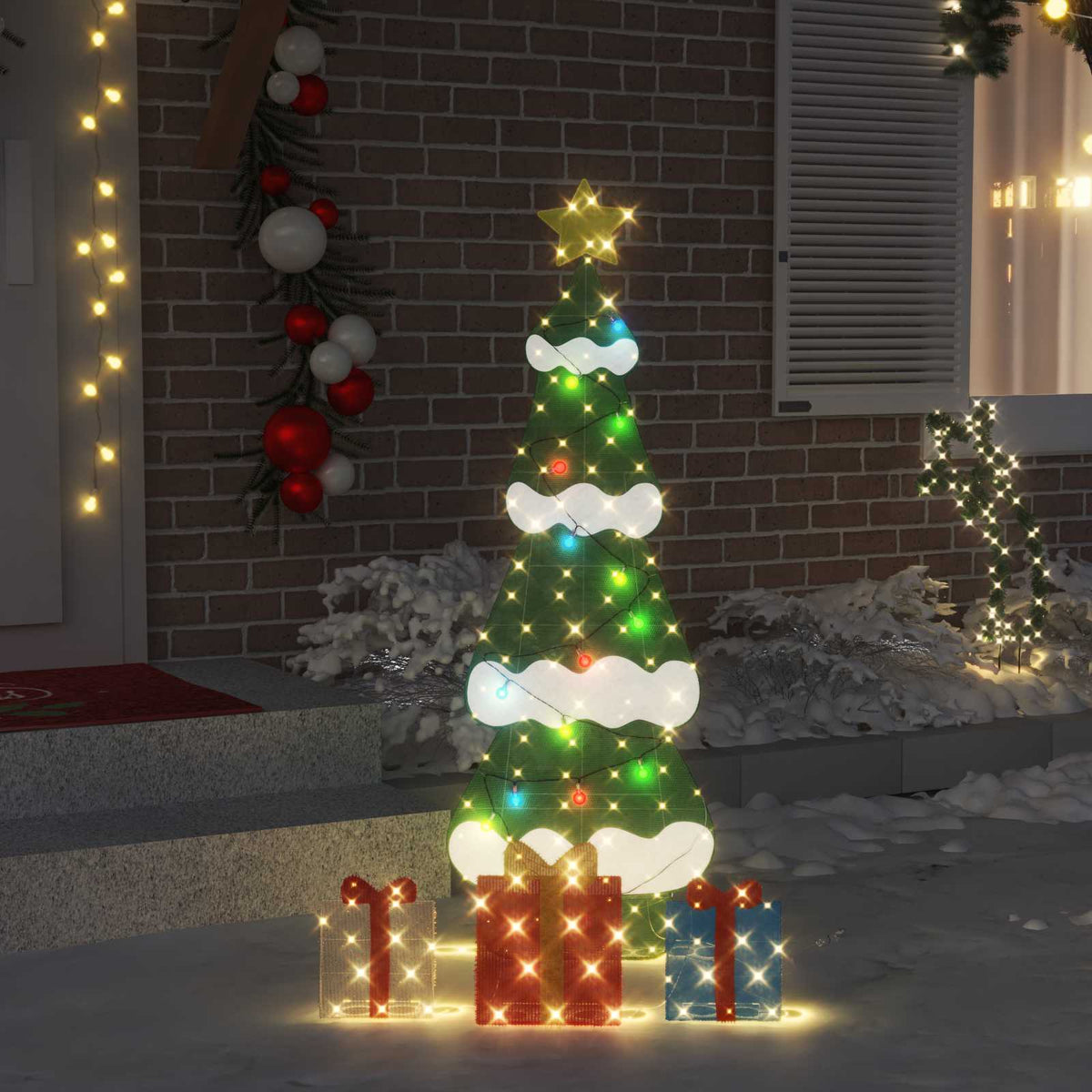 Vidaxl verlichte kerstboom met 3 cadeau dozen 2d warm wit meerkleurig