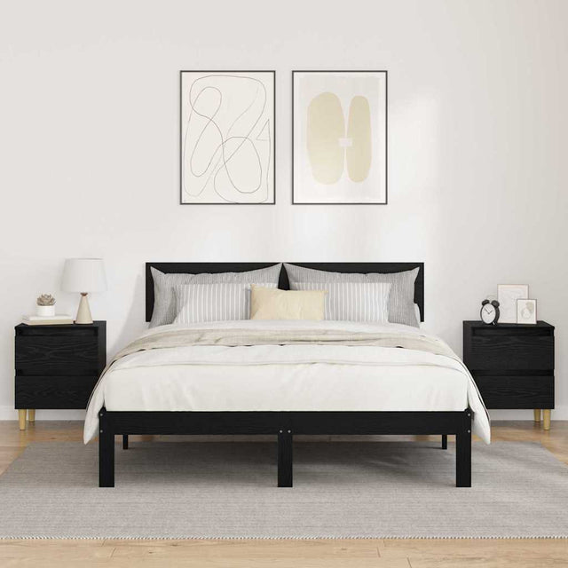 Vidaxl bedkasten 2 st zwart eiken 40 x 35 x 50 cm bewerkt hout
