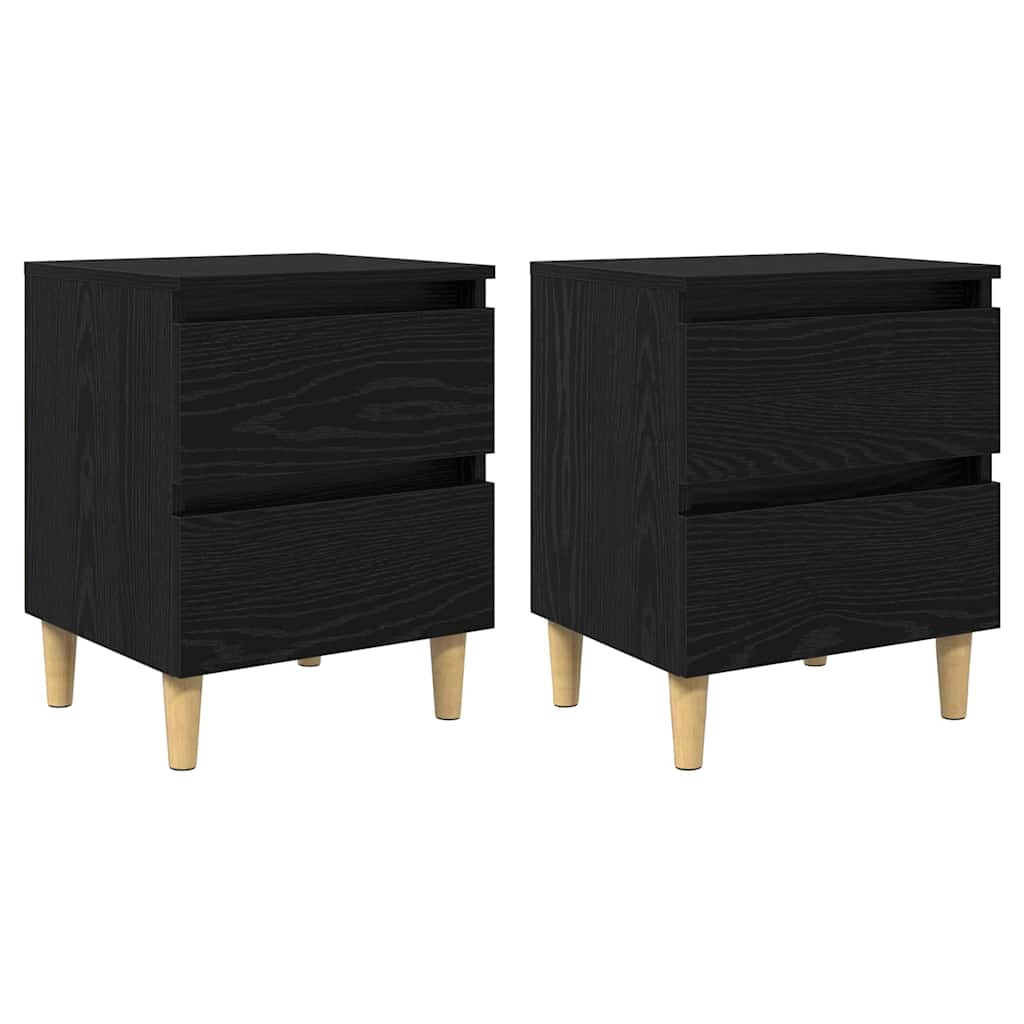 Vidaxl bedkasten 2 st zwart eiken 40 x 35 x 50 cm bewerkt hout