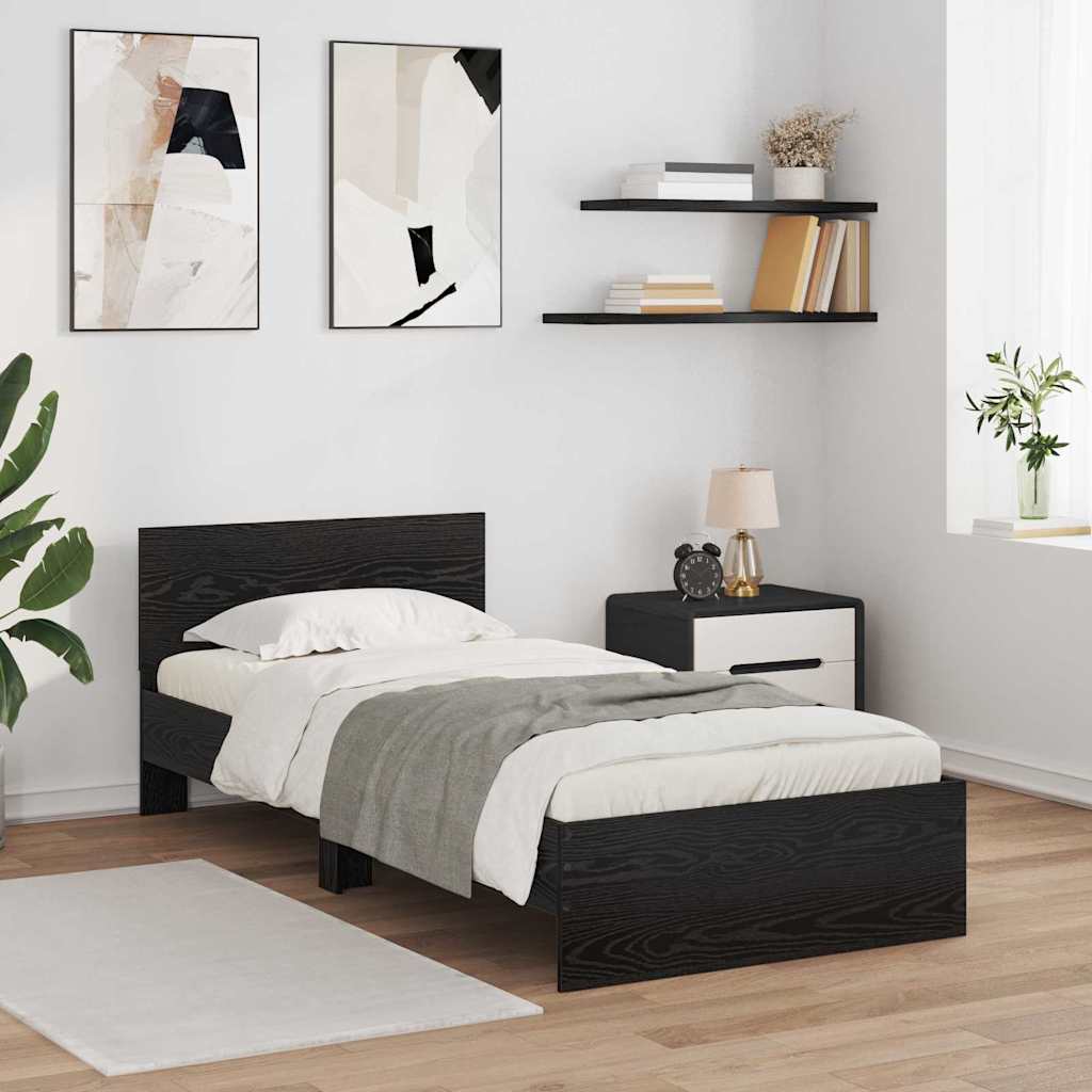 Vidaxl bedframe met hoofdeinde zwart eiken 100 x 200 cm bewerkt hout