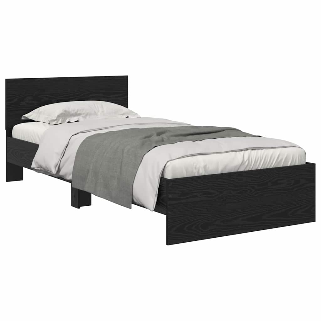 Vidaxl bedframe met hoofdeinde zwart eiken 100 x 200 cm bewerkt hout