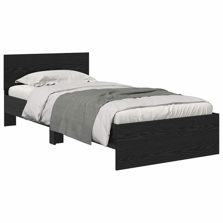 Vidaxl bedframe met hoofdeinde zwart eiken 100 x 200 cm bewerkt hout
