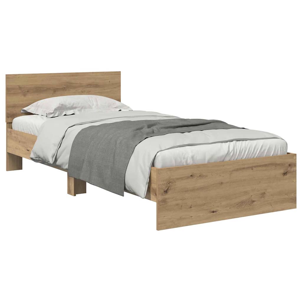 Vidaxl bedframe met hoofdeinde artisan eiken 90 x 200 cm bewerkt hout