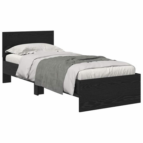 Vidaxl bedframe met hoofdeinde zwart eiken 75 x 190 cm bewerkt hout