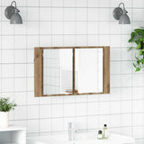 Vidaxl badkamer spiegelkast artisan eiken 80 x 12 x 45 cm bewerkt hout