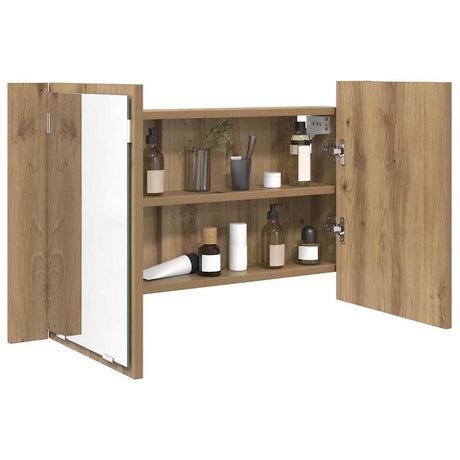 Vidaxl badkamer spiegelkast artisan eiken 80 x 12 x 45 cm bewerkt hout