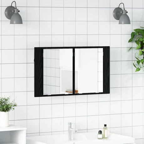 Vidaxl badkamer spiegelkast zwart eiken 80 x 12 x 45 cm bewerkt hout