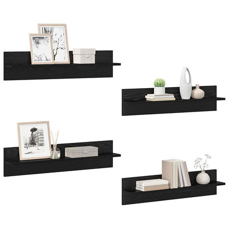Vidaxl wandplanken 4 st zwart eiken 80 x 11,5 x 18 cm bewerkt hout