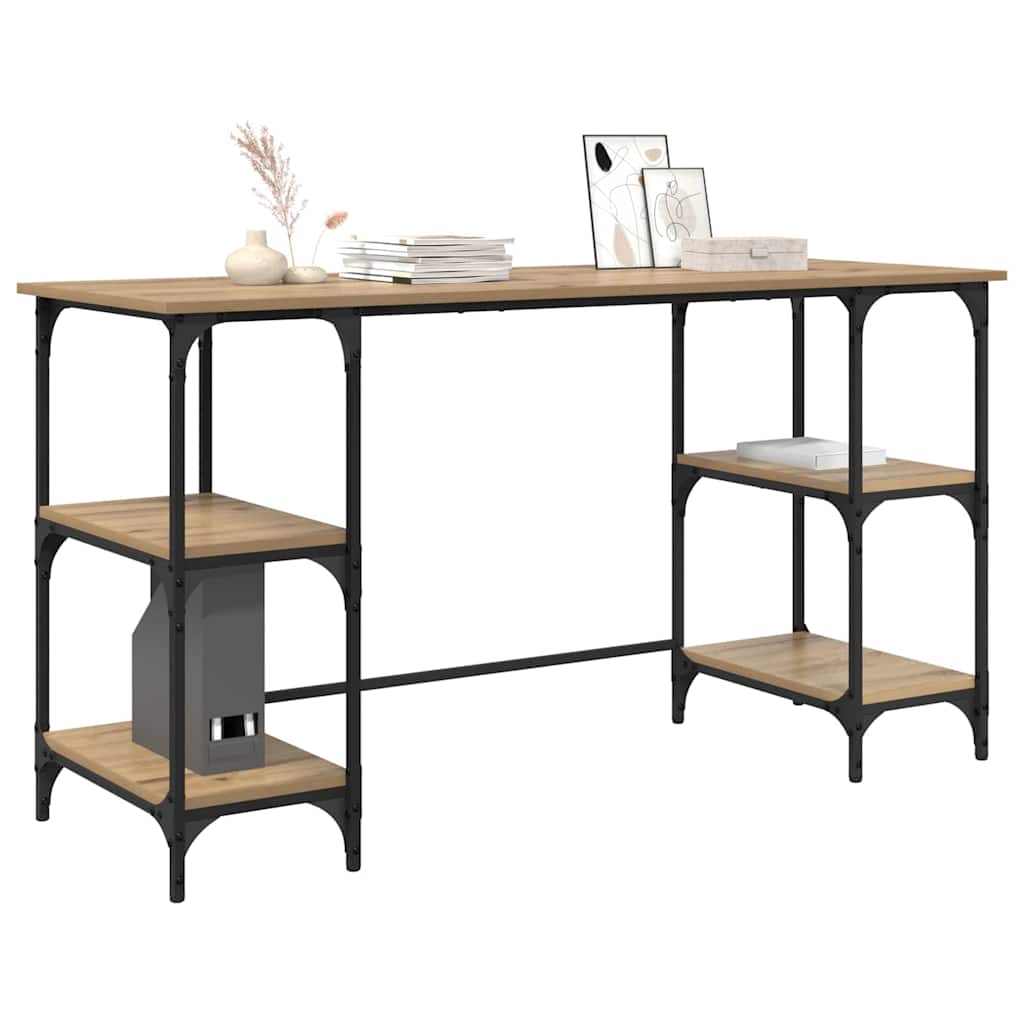 Vidaxl bureau artisan eiken bewerkt hout 140 x 50 x 75 cm