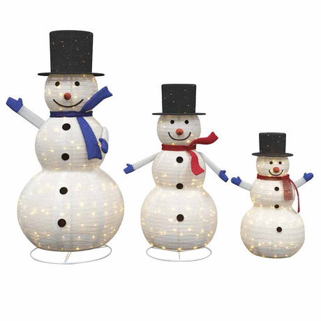 Vidaxl kerst sneeuwman familie 3 st 270 led's warmwit 55 x 122 cm stof