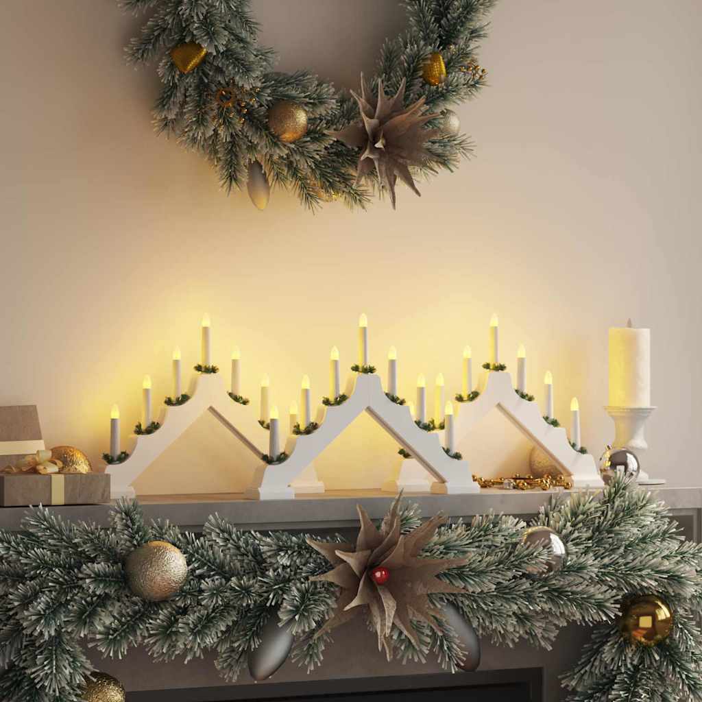 Vidaxl kerst kaars brug 3 st 7 led's warmwit 39.5 x 5 x 29 cm